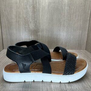 Blowfish Malibu Flat Sandal Women 8.5 Slip-On Elastic Sling Back Cushioned Black